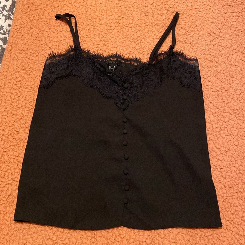 Black cami lace detail and buttons